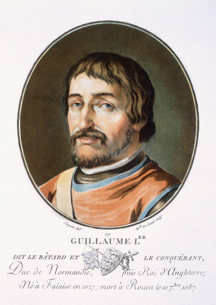 Hódító Vilmos a „Nagy férfiak, jeles nők és emlékezetes francia alanyok portréiból, vésve és színekkel nyomtatva”, Pierre Blin, 1786-92, Párizs (színes metszet) alkotó: Antoine Louis Francois Sergent Marceau