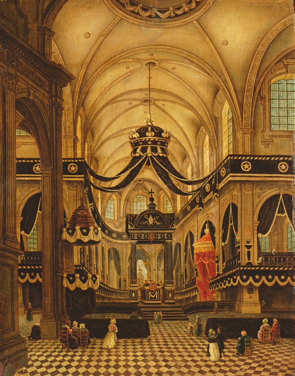 Louis Belmas temetése a Cambrai székesegyházban alkotó: Antoine Louis Saint Aubert