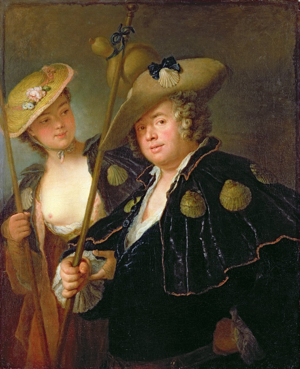 Gustav Adolf Graf von Gotter és unokahúga, Friederike von Wangenheum zarándokruhában, 1750 körül alkotó: Antoine Pesne