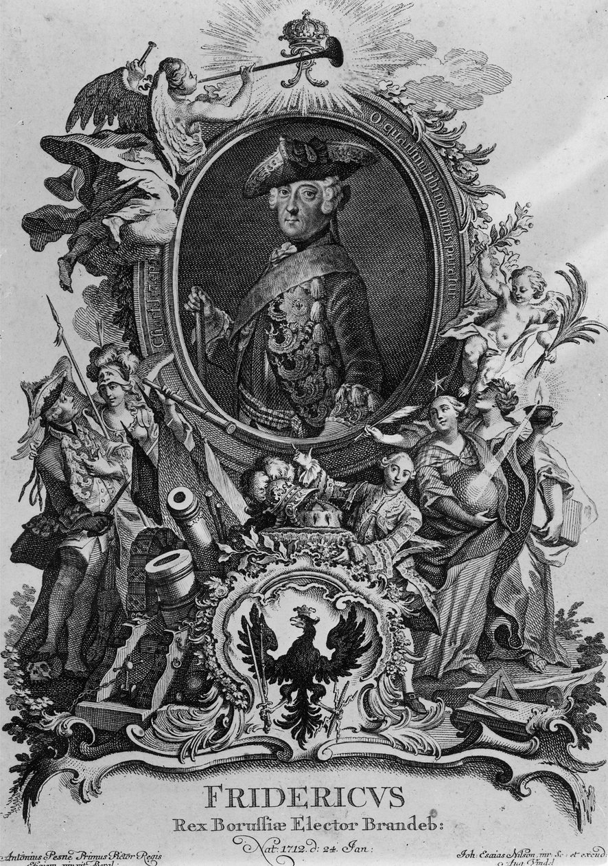 II. Frigyes (1712-86) portréja, Johann Esaias Nilson (1721-88) metszete alkotó: Antoine Pesne