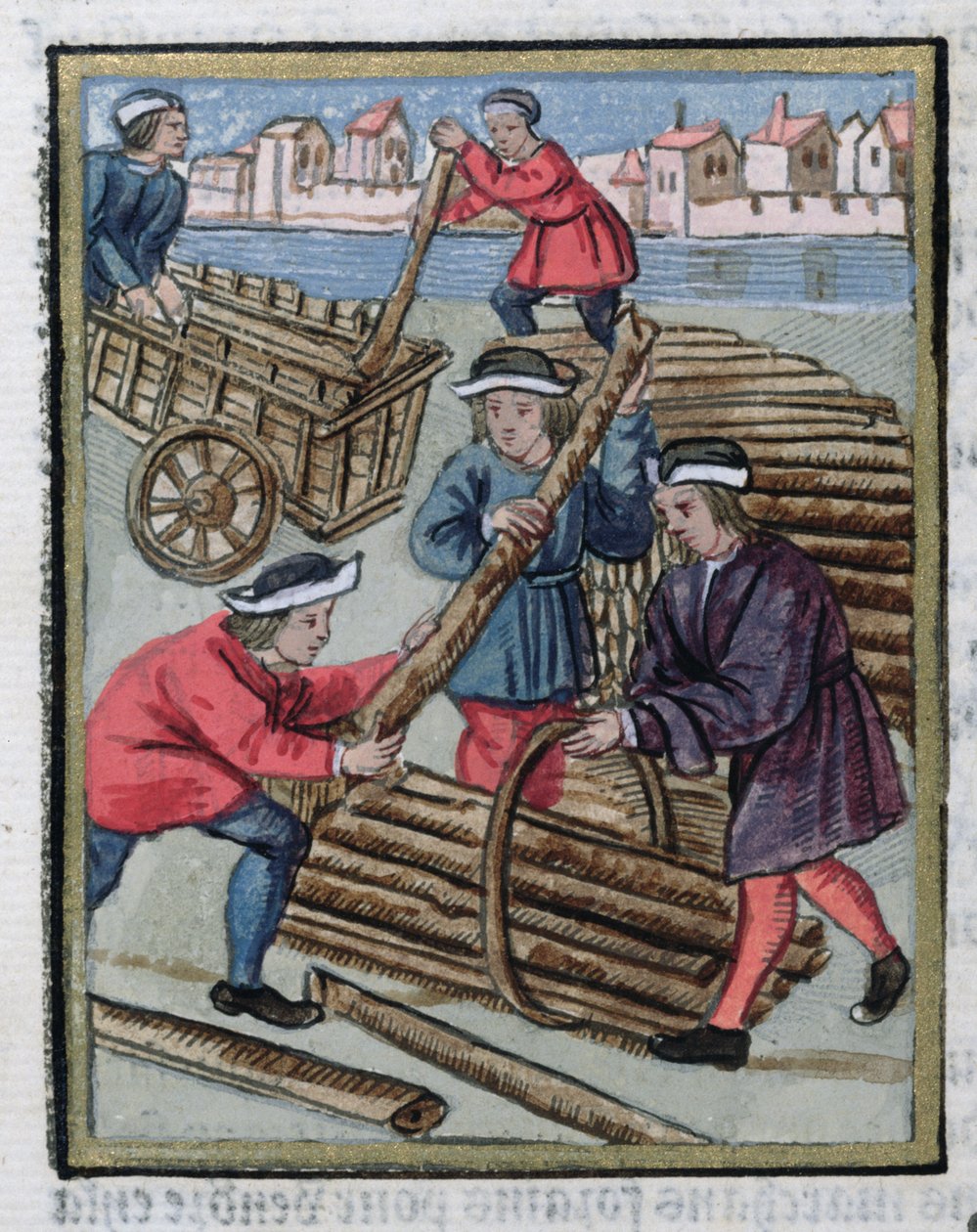 A „Mouleur”, a faértékesítés ellenőrzésére és mérésére alkalmazott munkás, az „Ordonnances Royaux de la Juridiction de la Prevote des Marchands de la Ville de Paris”-tól, 1528 (wc és gouache papíron) alkotó: Antoine Verard