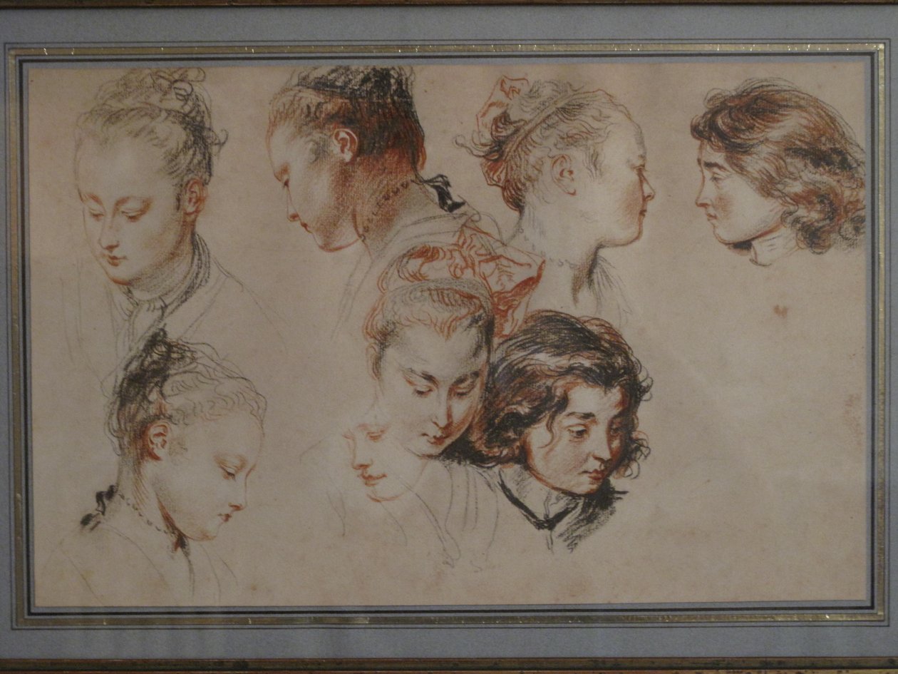 Rajzok rajzolása fiatal hölgy fejjel alkotó: Jean Antoine Watteau