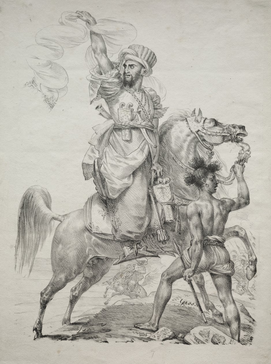 Egy mameluk főnök lóháton, jelzéseket kér segítségért alkotó: Antoine-Jean Gros