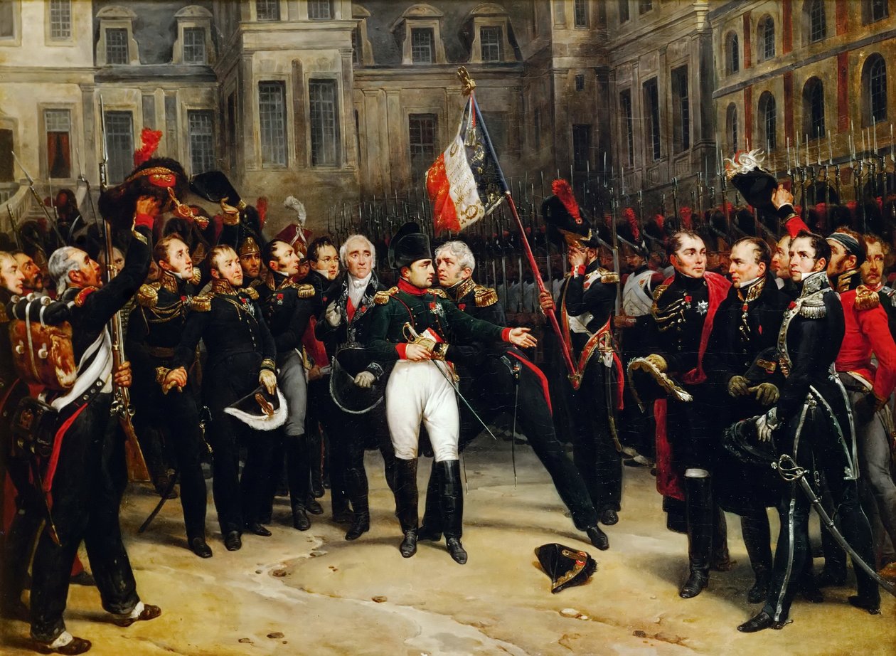 Napóleon búcsúja a császári őrségtől a Fontainebleau-i palota udvarán április 20-án alkotó: Antoine Alphonse Montfort