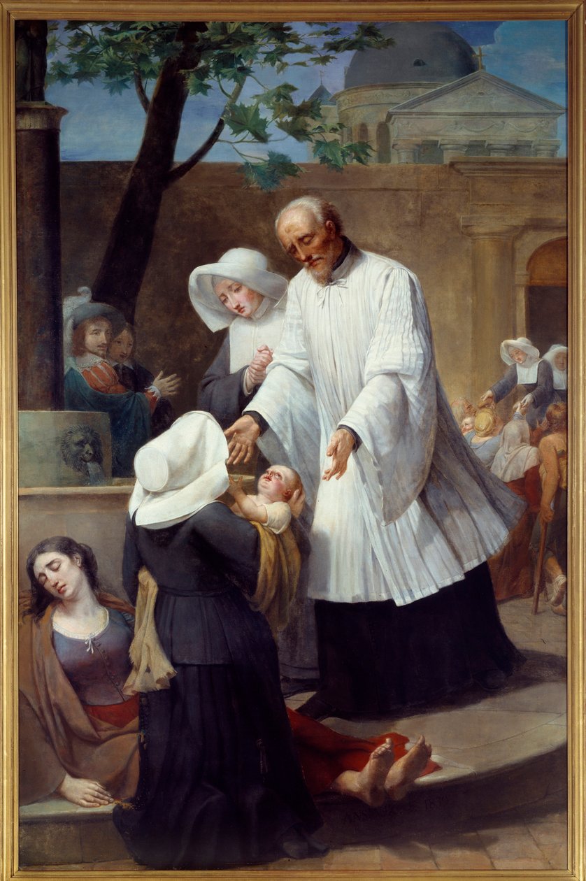 Saint Vincent de Paul (1581-1660), a növényvédő szerekkel foglalkozó (St Vincent de Paul Helping the Plague Ridden). Antoine Ansiaux (1764-1840) festménye. Nantes, Szépművészeti Múzeum alkotó: Antoine Ansiaux