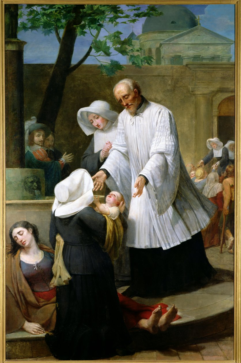 St. Vince de Paul segíti a pestisben szenvedőket alkotó: Antoine Ansiaux