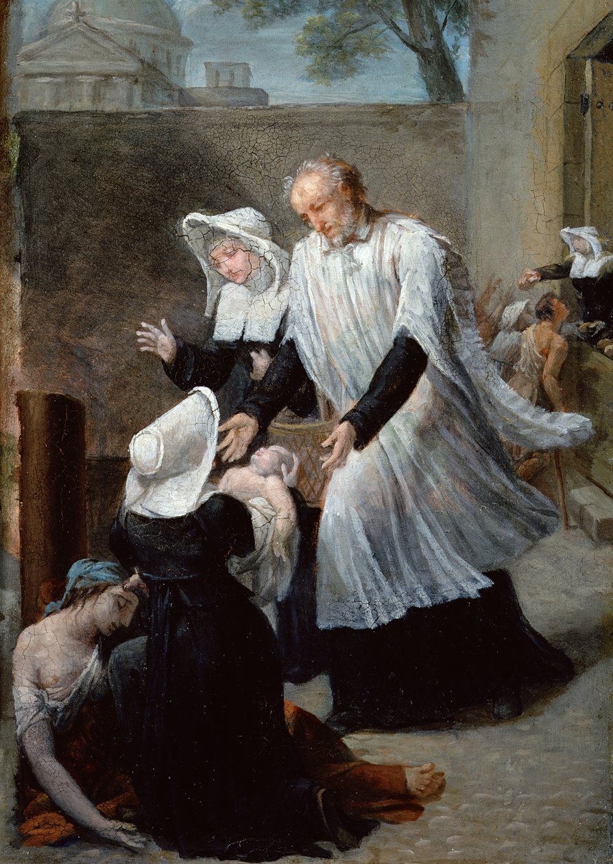 St. Vince de Paul segíti a pestisben szenvedőket alkotó: Antoine Ansiaux