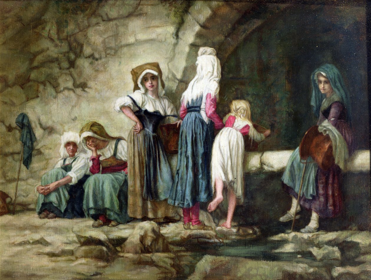 Parasztok a szökőkútnál alkotó: Antoine Auguste Ernest Herbert or Hebert
