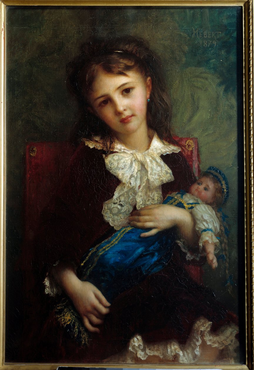 Catherine de Bouchage csecsemő portréja karban lévő babával, Ernest Hebert festménye (1817-1908) alkotó: Antoine Auguste Ernest Herbert or Hebert