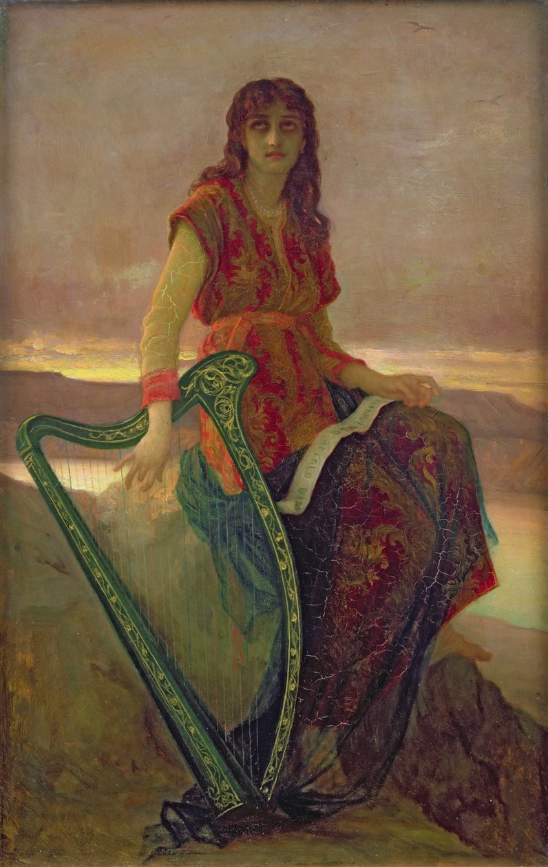 The Harpist, 1859 alkotó: Antoine Auguste Ernest Herbert or Hebert