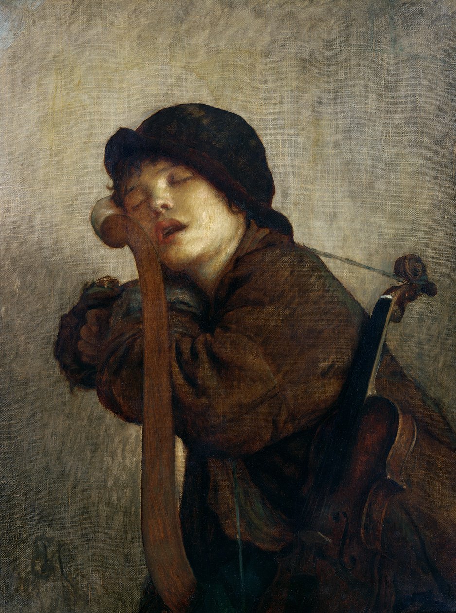 A kis hegedűs alszik, 1883 alkotó: Antoine Auguste Ernest Herbert or Hebert