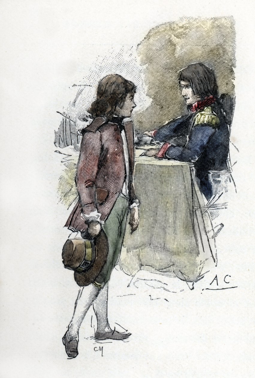 Josephine fia, Eugene de Beauharnais (1781-1824) követeli apja, Alexandre de Beauharnais kardját Napóleon Bonaparte (1769-1821) vejének (az ifjú Eugene de Beauharnais apja kardját kéri Alexandre de Beauharnais-tól Bon alkotó: Antoine Calbet