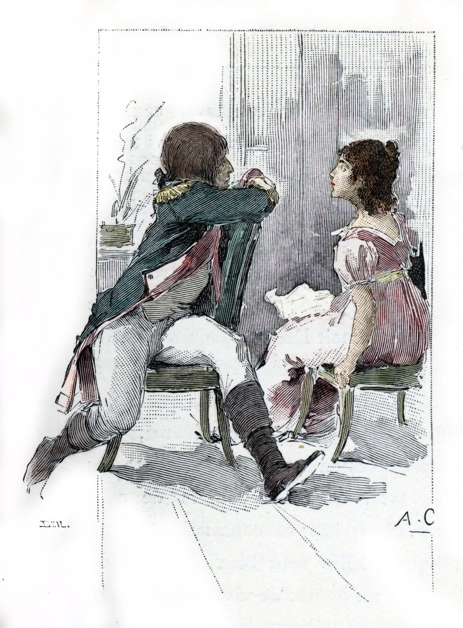 Napóleon Bonaparte (1769-1821) portréja menyasszonyával, Desiree Clary-vel (1777-1860) c. 1795. április (Desiree Clary portréja Bonaparte Napóleonnal való eljegyzése idején, 1795. április) Antoine Calbet rajza a „Napoleon et les femmes”-ből merít. alkotó: Antoine Calbet