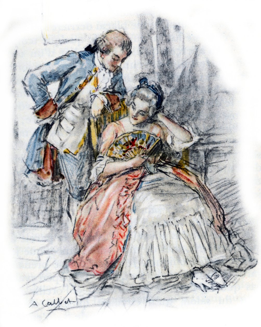 Werther udvarló Mademoiselle de B, hogy felejtse el Charlotte-ot alkotó: Antoine Calbet