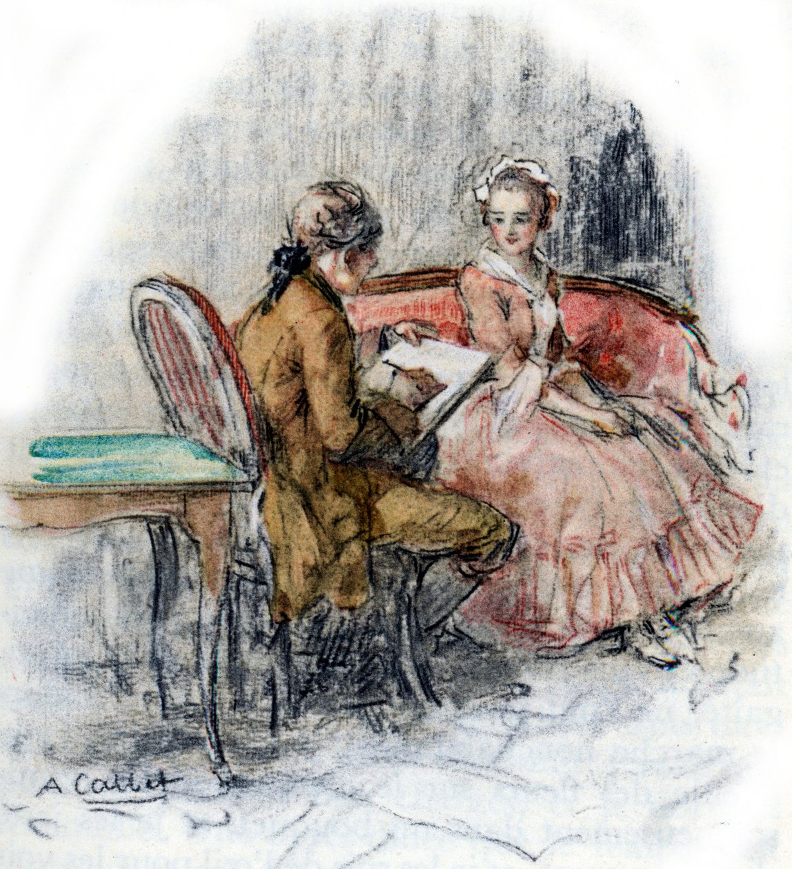 Werther Charlotte-ot rajzolja alkotó: Antoine Calbet