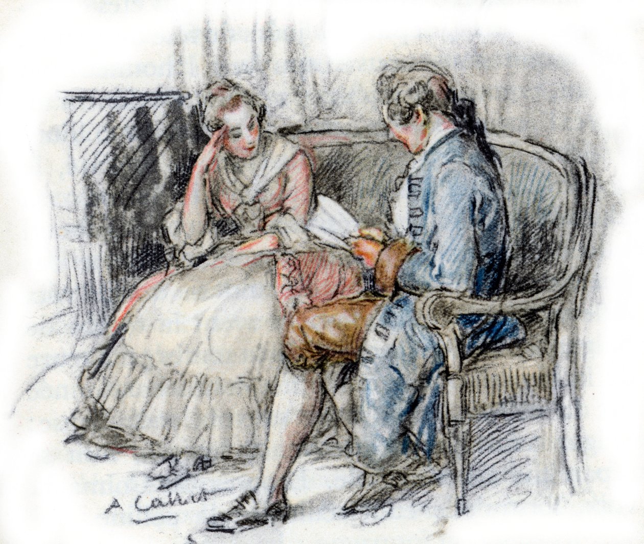 Werther olvas egy Charlotte-ot ( alkotó: Antoine Calbet