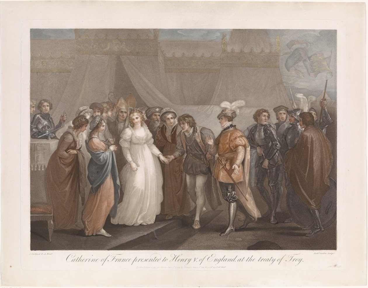Catherine van Valois és koning Hendrik V van Engeland A francia Katalin az angol V. Henriknek ajándékozta a trójai szerződés alkalmával (cím a tárgyon) alkotó: Antoine Cardon