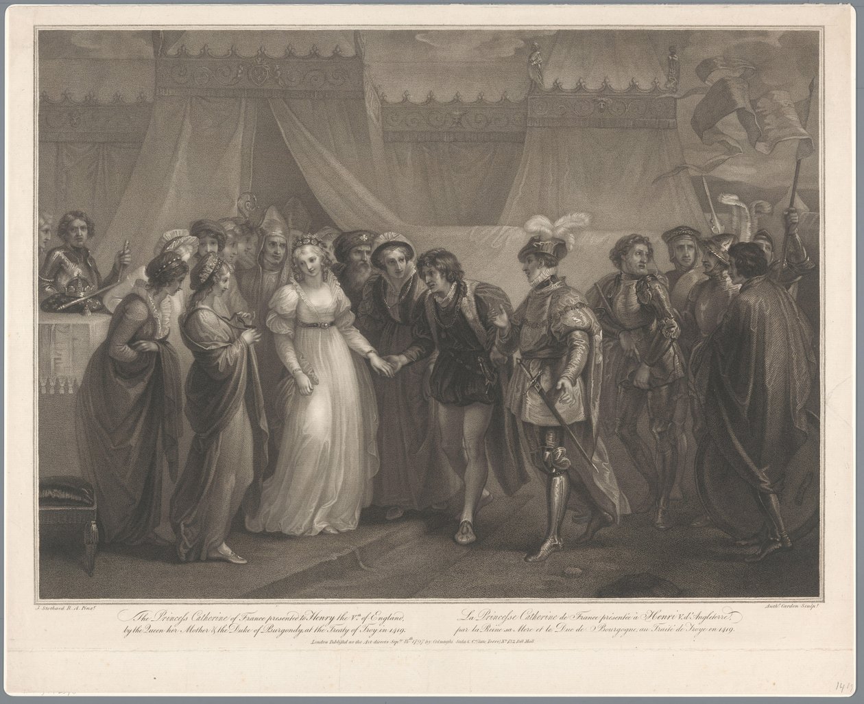Catherine van Valois en koning Hendrik V van Engeland, 1420 Katalin francia hercegnő 1419-ben ajándékozta Henriknek V. Angliát (...) / La Princesse Catherine de France (...) (cím a tárgyon) alkotó: Antoine Cardon