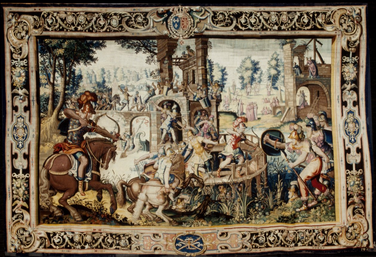 Gyakorlat egy bástya megtámadására és védelmére, 1562–1565 (szőtt 1611–1627) (gyapjú és selyem) alkotó: Antoine Caron