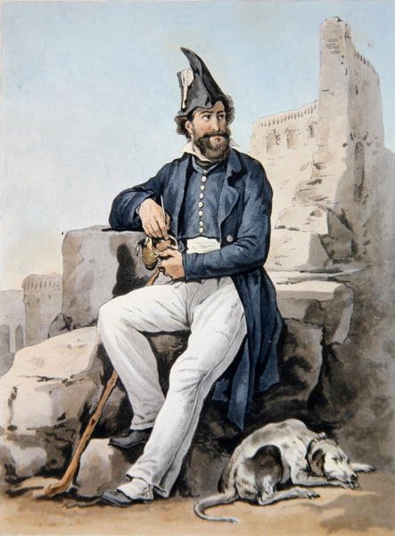 Egy szakállas katona (színes litó) alkotó: Antoine Charles Horace Vernet