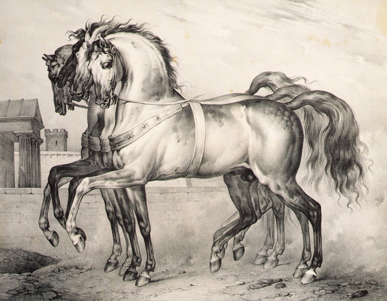A lovak, amelyeket Louis Philippe, Orléans hercege lovagolt a valmyi csatában, Victor Adam (1801-66) metszete 1834-38 körül (litho) alkotó: Antoine Charles Horace Vernet