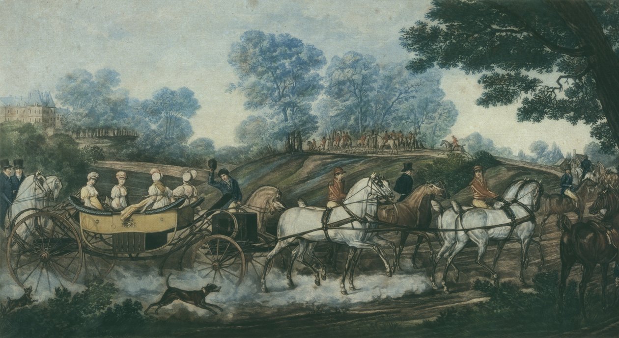 Vadásztalálkozó, vésette Philibert Louis Debucourt (1755-1832) 19. század eleje alkotó: Antoine Charles Horace Vernet