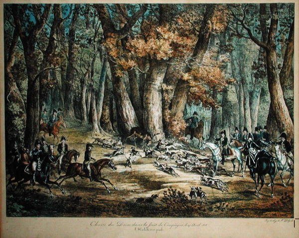 Szarvasra vadászni a Compiegne-i erdőben, 1818. április 27 alkotó: Antoine Charles Horace Vernet