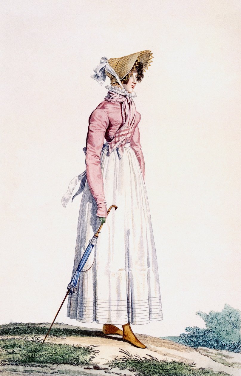 Női nyári ruha, a Georges Jacques Gatine (1773-1831) által metszett "Incroyable et merveilleuse" című kötetből származó tábla, kiadó. Párizs, 1815 alkotó: Antoine Charles Horace Vernet