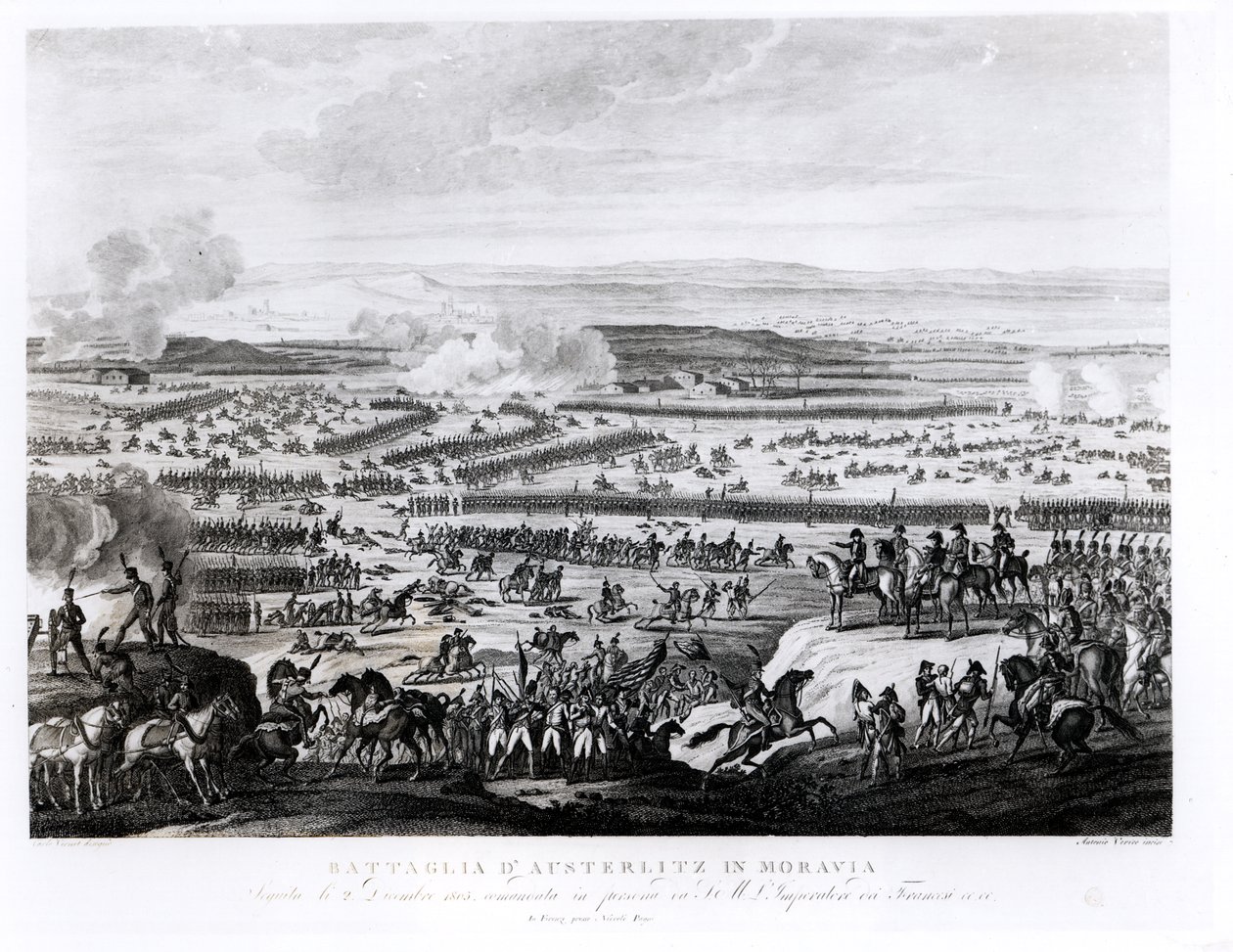 Az austerlitzi csata Morvaországban, 1805. december 2., metszet: Antonio Verico (szül. 1775 körül) alkotó: Antoine Charles Horace Vernet