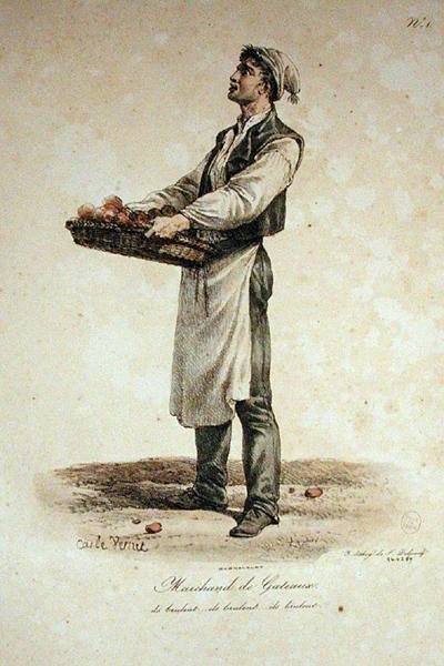 A süteményárus, a Párizs kiáltásai sorozat 1. száma, metszett: Francois Seraphin Delpech (1778-1825) alkotó: Antoine Charles Horace Vernet