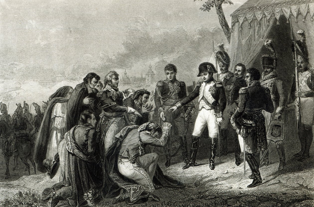 A legyőzött spanyol leborult Napóleon előtt, mielőtt Madridba lépett volna, 1808 decemberében alkotó: Antoine Charles Horace Vernet