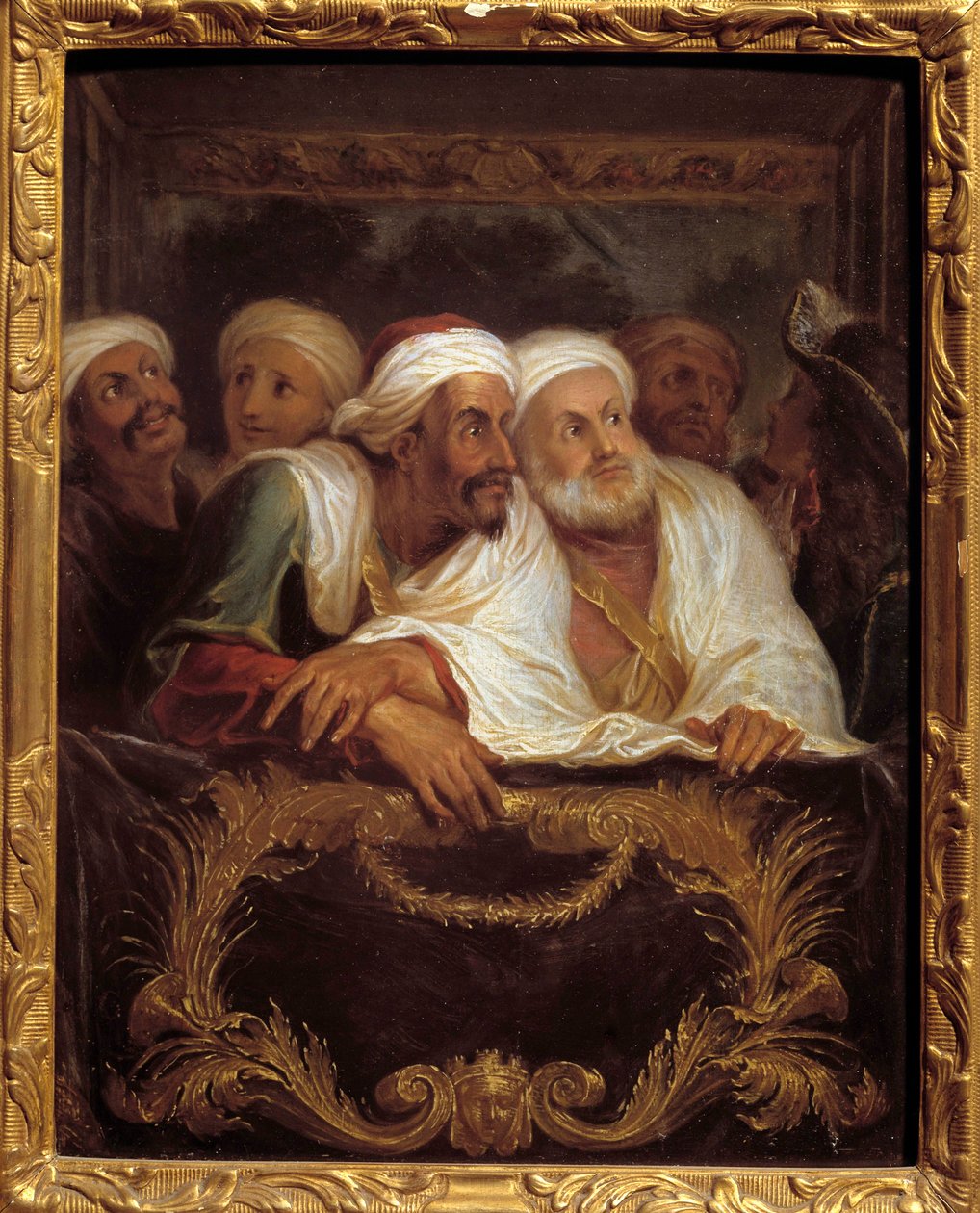 Mohamed Temin marokkói nagykövet egy előadáson vesz részt az olasz vígjáték páholyában Párizsban 1682 februárjában Antoine Coypel festménye (1661-1722) 17. századi nap. 0,28x0,22 m alkotó: Antoine Coypel