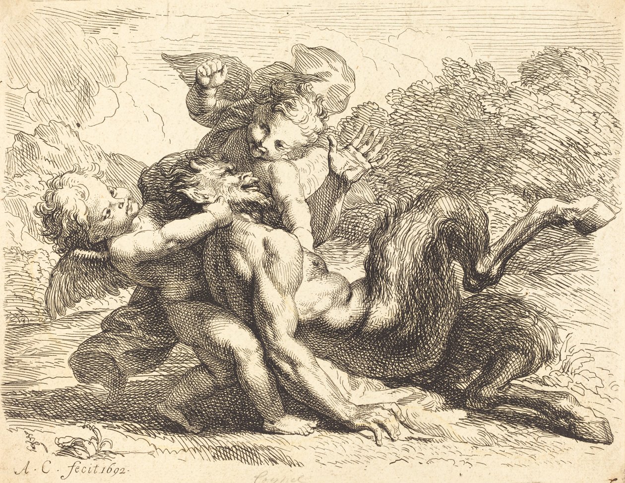 Pan Overcome by Putti alkotó: Antoine Coypel