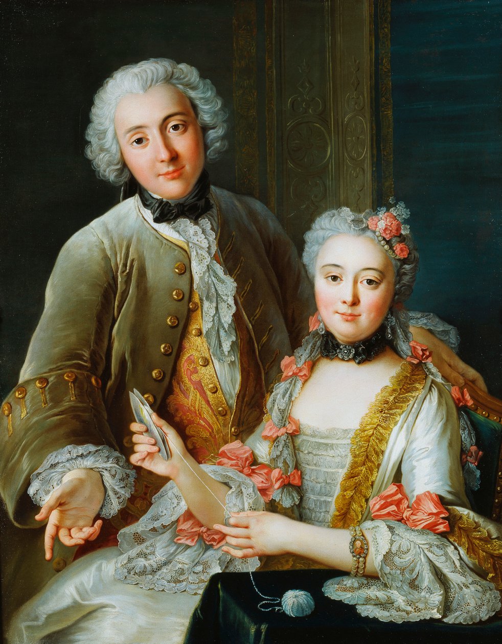 Francois de Jullienne portréja felesége mellett ülve, 1743 körül alkotó: Antoine Coypel