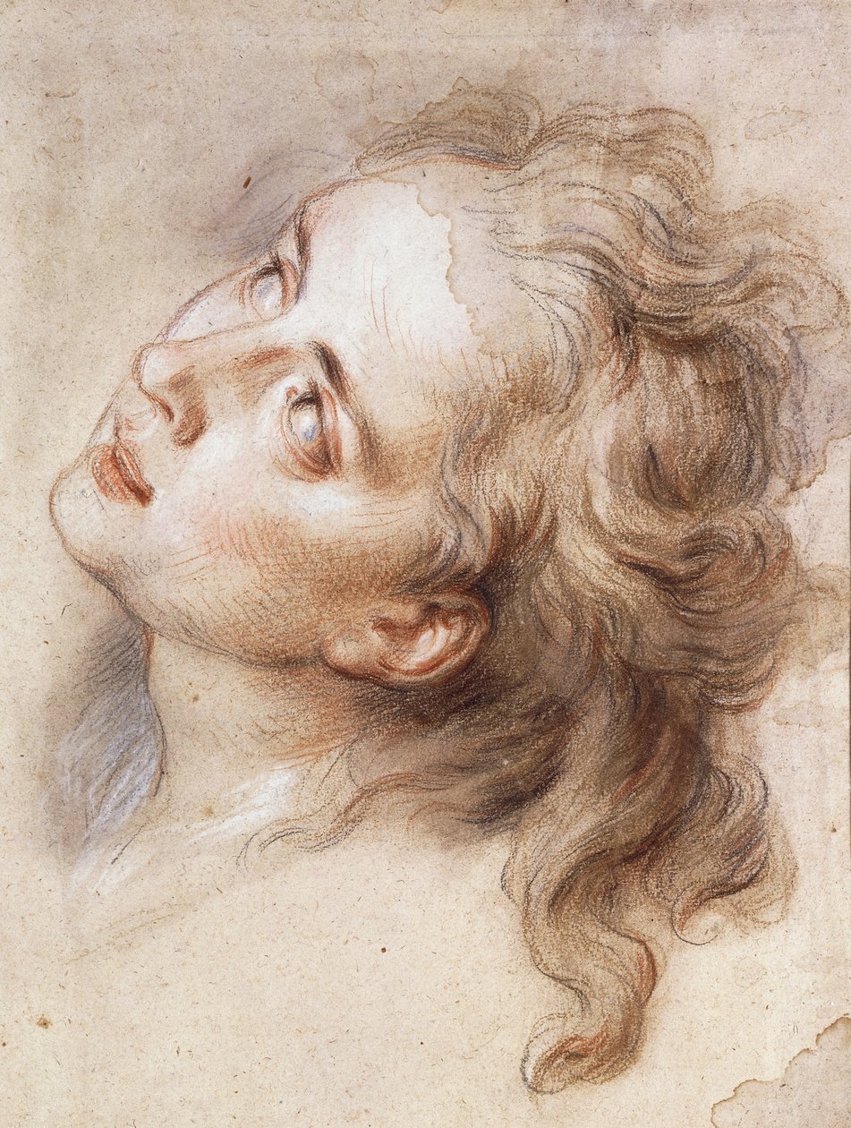 Egy angyal feje, balra néz, alkotó: Antoine Coypel
