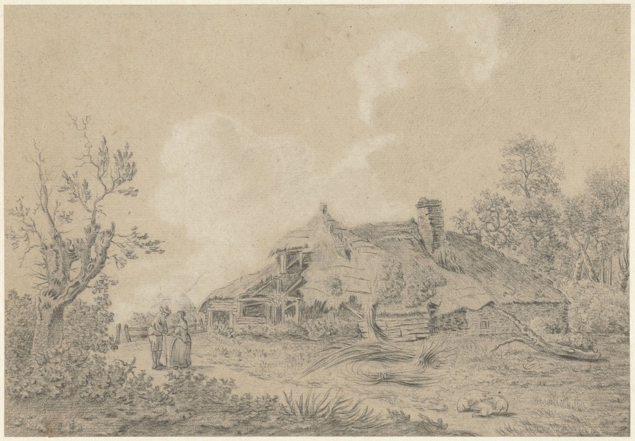 Parasztház két figurával alkotó: Antoine Daniel Prudhomme