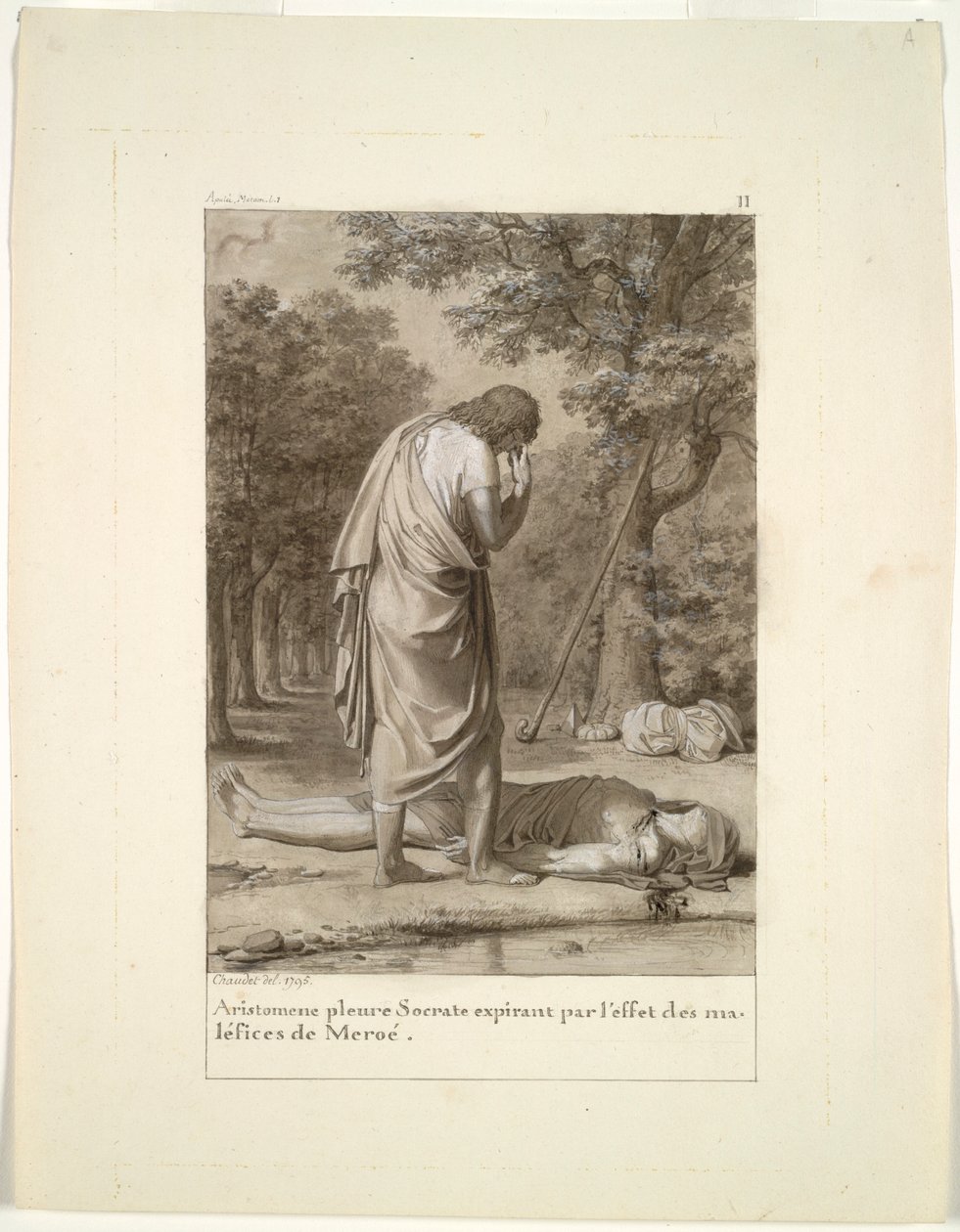 Arisztoménész Szókratész halálát gyászolja Meroë megbabonázásakor...Az aranyszamár, 1795. alkotó: Antoine Denis Chaudet