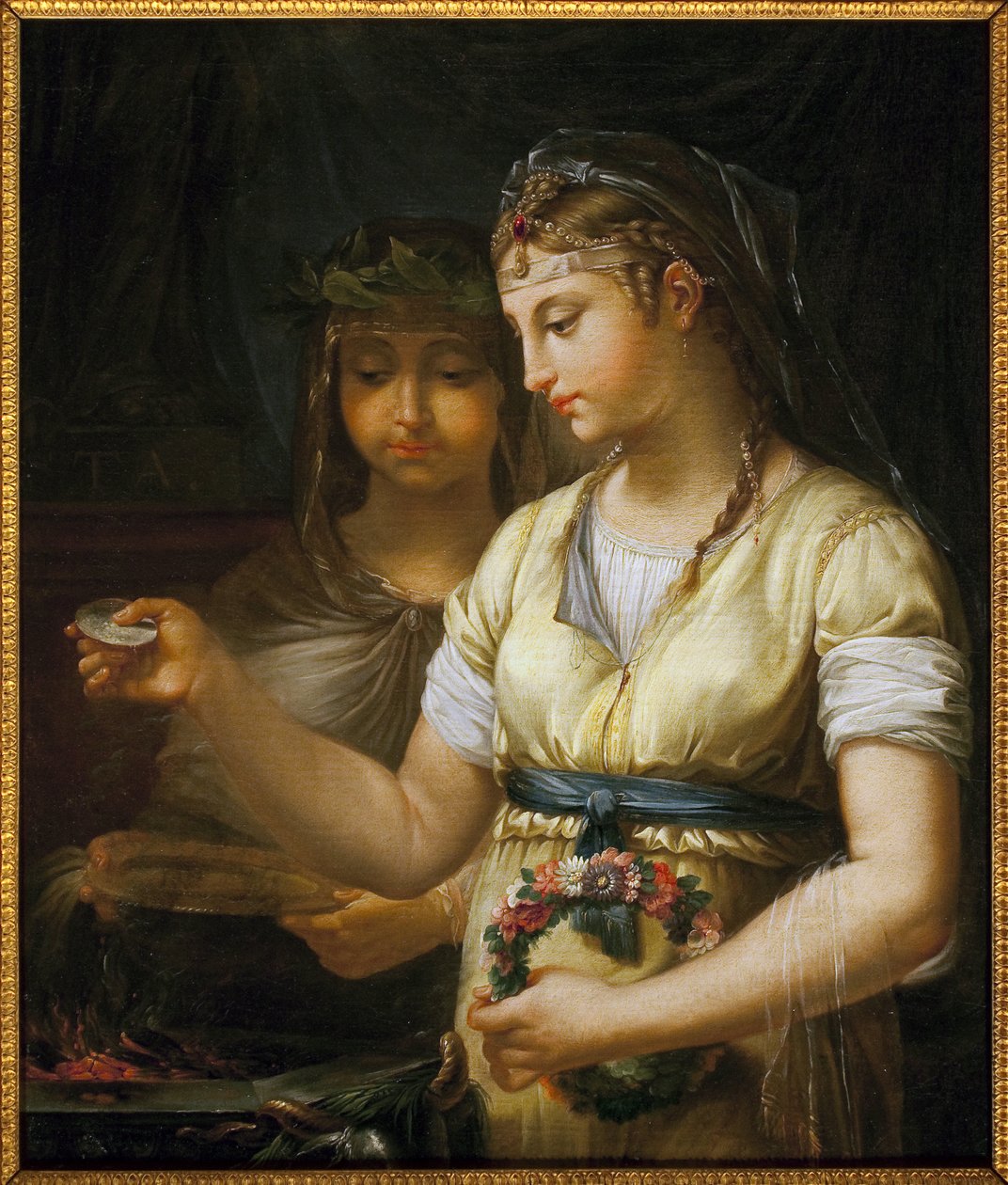 Két vestál áldozatot készít. Antoine Francois (Antoine-Francois) Callet (1741-1823) festménye, Olaj, vászon alkotó: Antoine François Callet