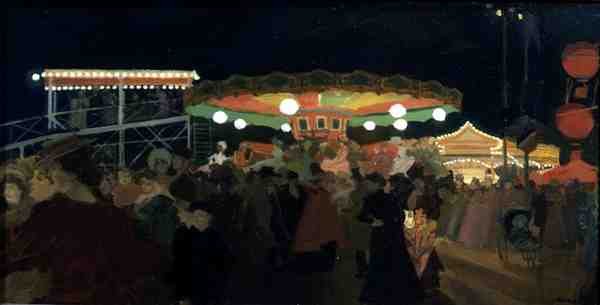The Fairground, 1896 körül (olaj a fedélzeten) alkotó: Antoine Guillaume Minartz