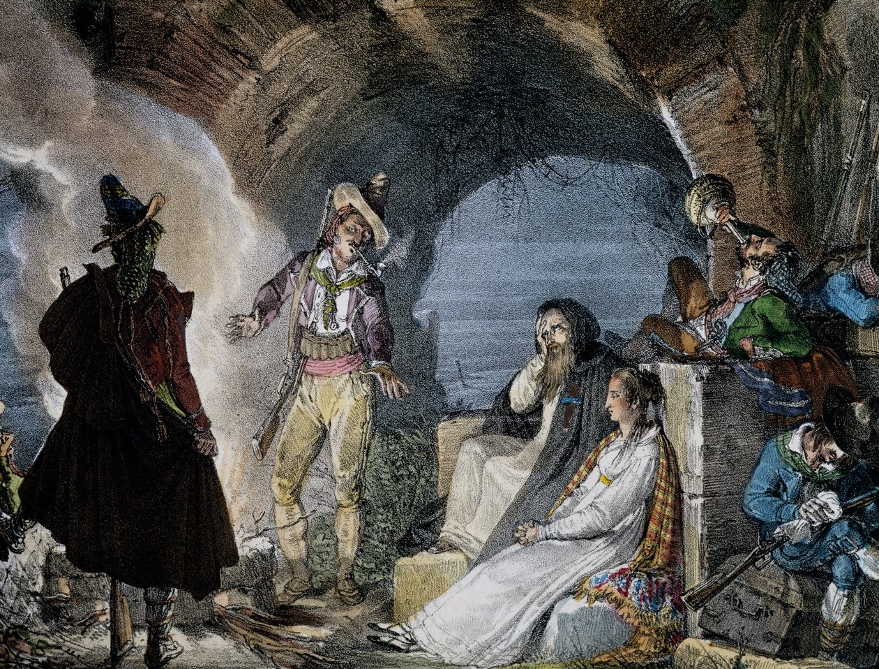 Robbers den, Jean-Baptiste-Antoine Thomas (1791-1834) az Un an a Rome-ból, litográfia alkotó: Antoine Jean Baptiste Thomas