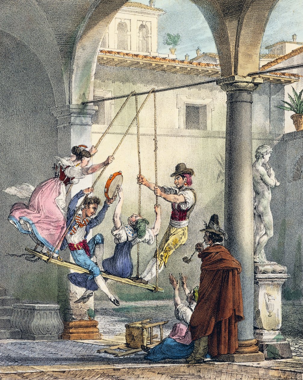 Hina, Antoine Jean-Baptiste Thomas (1791-1834) metszete az Un an a Rome et dans ses environsból (Egy év Rómában és környékén), Franciaország alkotó: Antoine Jean Baptiste Thomas