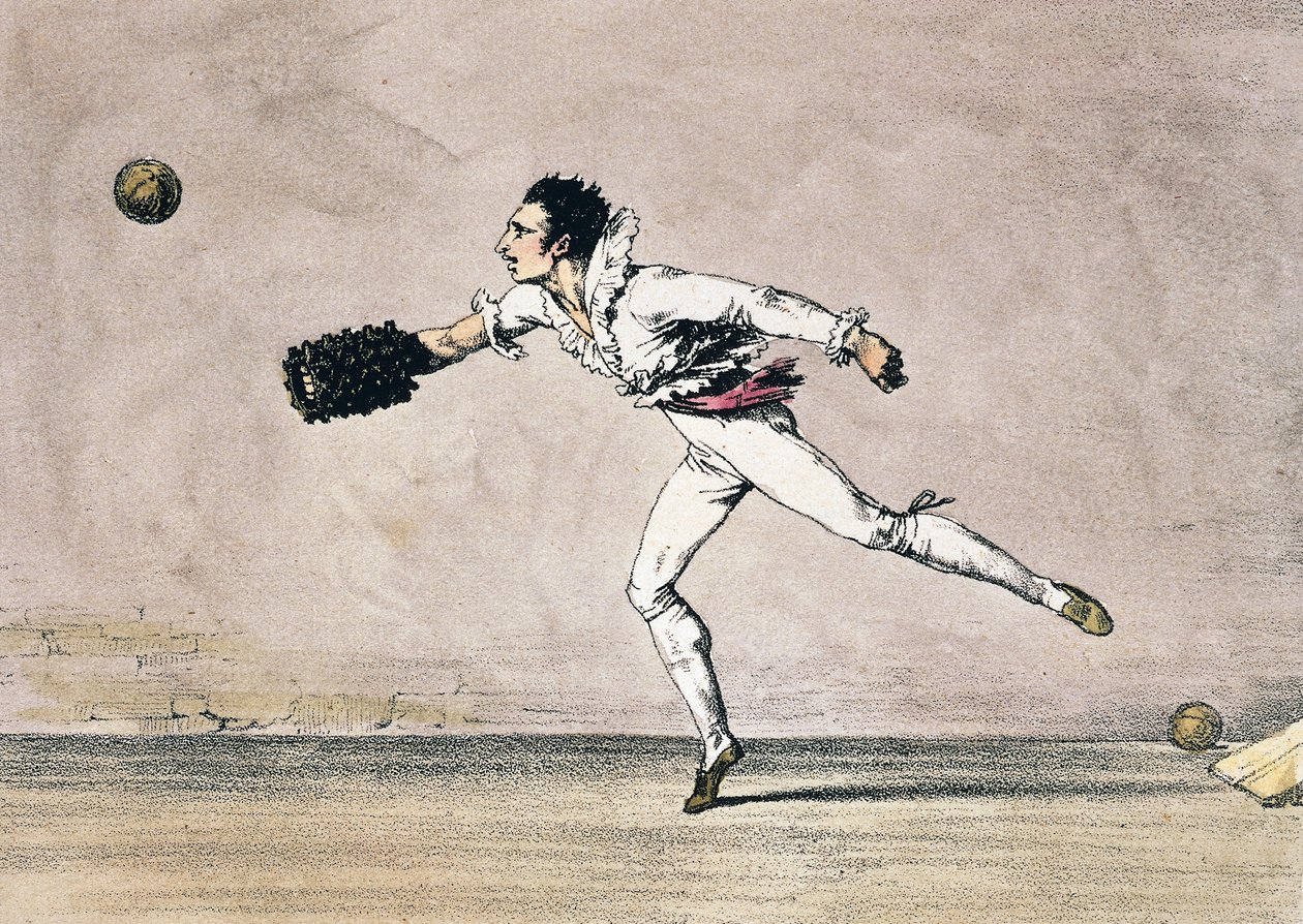 A labdajáték, Antoine Jean-Baptiste Thomas (1791-1834), színes litográfia az Egy év Rómában és környékén alkotó: Antoine Jean Baptiste Thomas