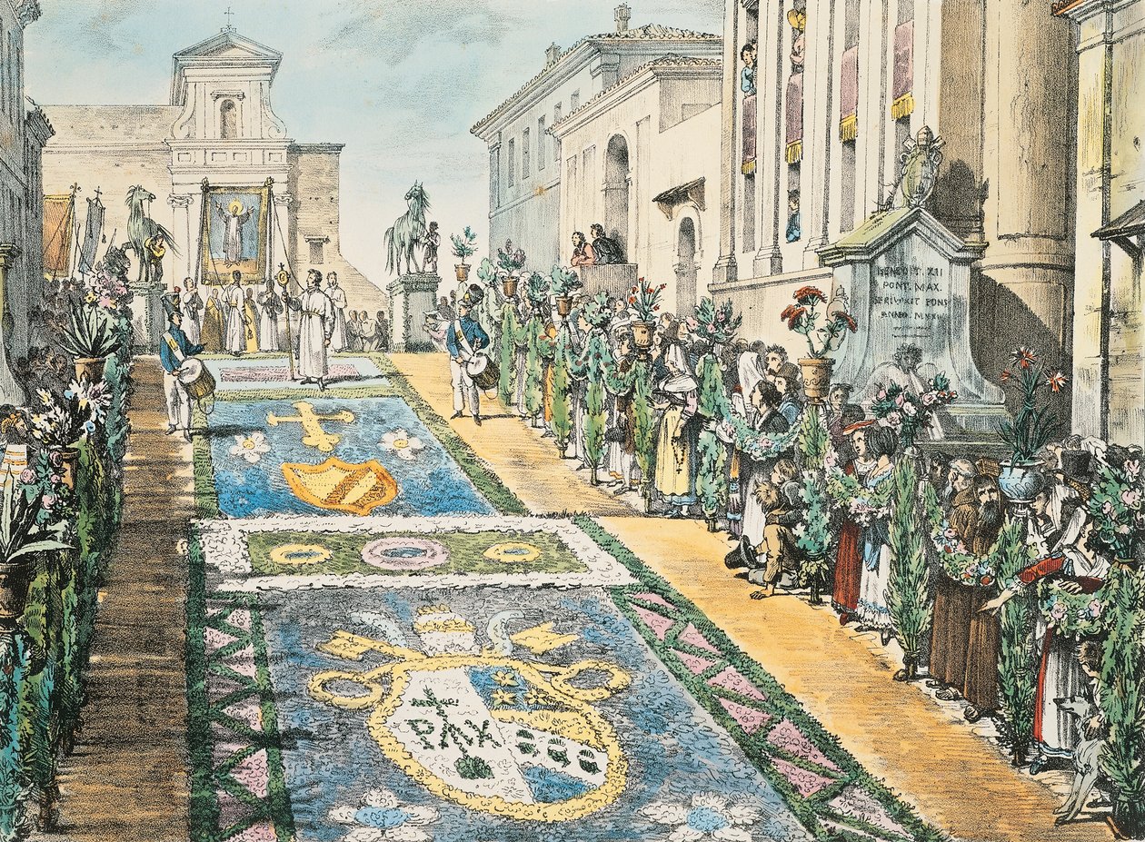 Virágkiállítás, Genzano 1817-ben alkotó: Antoine Jean Baptiste Thomas