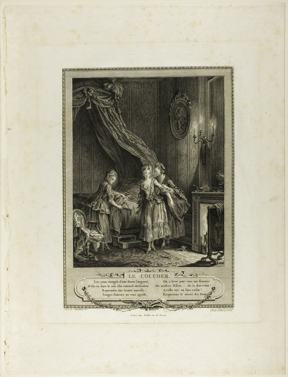 Lefekvés, a Monument du Costume Physique et Moral de la fin du Dix-huitième siècle című kötetből alkotó: Antoine Jean Duclos