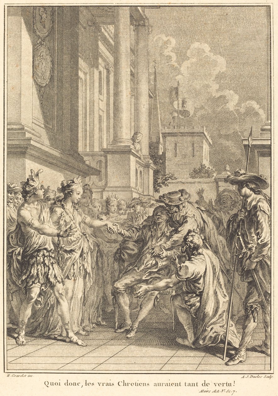 Hát akkor az igaz keresztényeknek annyi erényük lenne! alkotó: Antoine Jean Duclos after Hubert François Gravelot