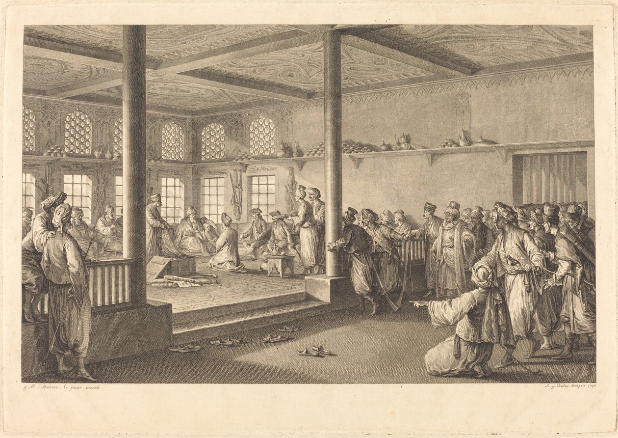 Choiseul-Gouffier fogadása Hassan-Tchousch-Oglouban alkotó: Antoine Jean Duclos after Jean Michel Moreau