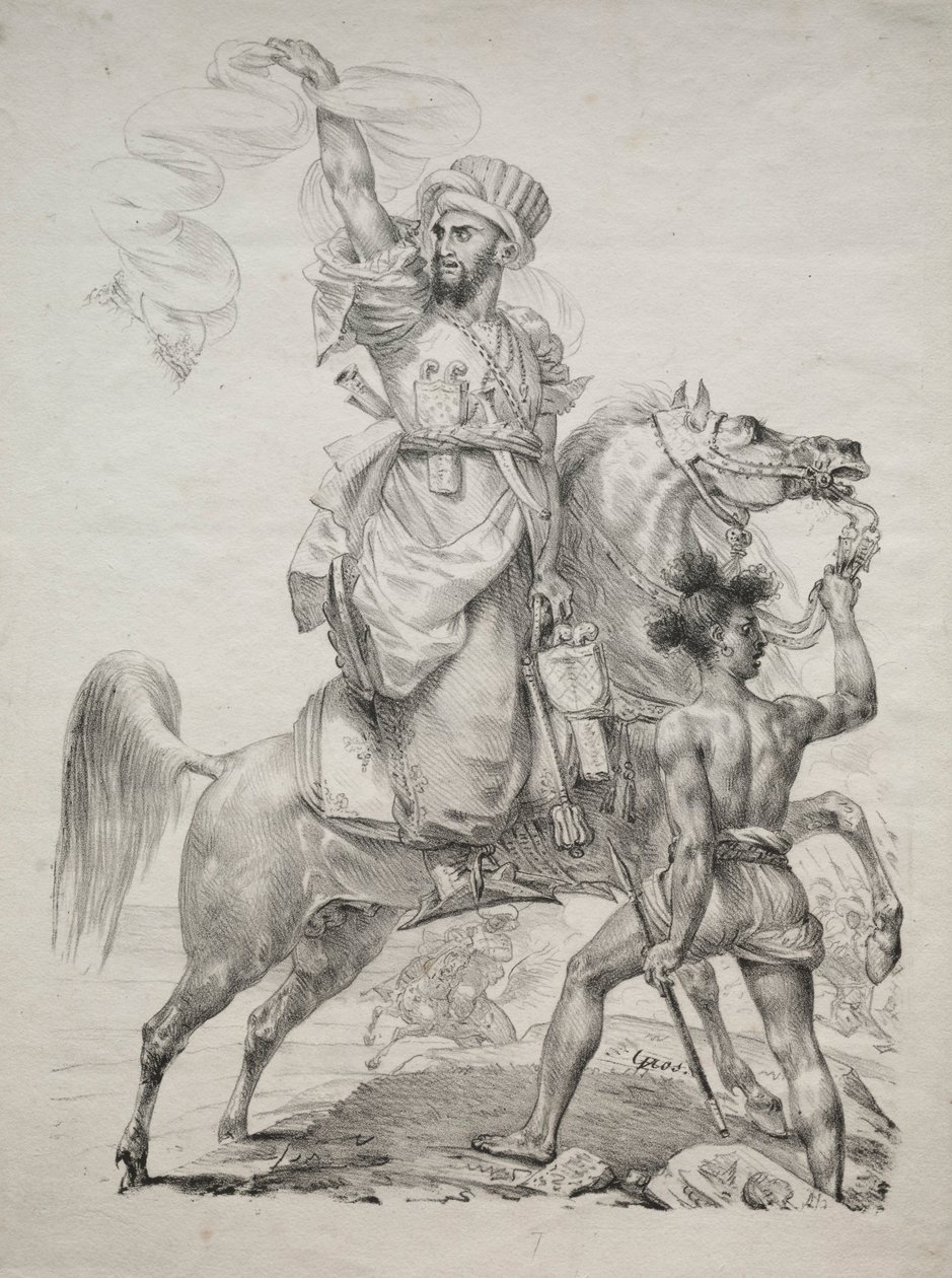Egy mameluk főnök lovas jelzéssel, 1817. alkotó: Antoine Jean Gros