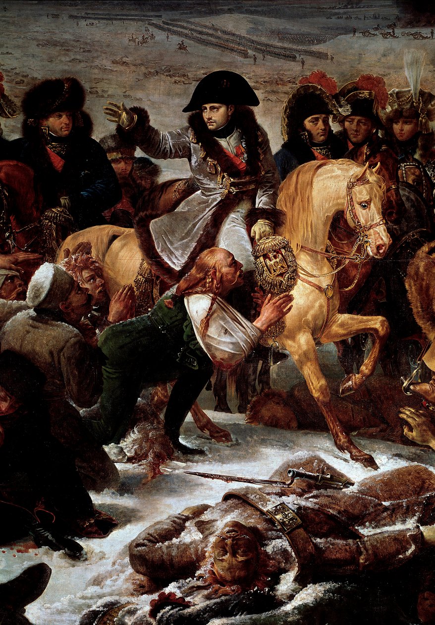 Poroszország és Lengyelország hadjárata (1806-1807): „” I. Napóleon (1769-1821) az eilaui csatatéren 1807. 02. 09-én”” Részlet. Antoine Jean Gros (1771-1835) festménye 1808 V. 5,21x7,84 m Párizs, Musee du Louvre alkotó: Antoine Jean Gros