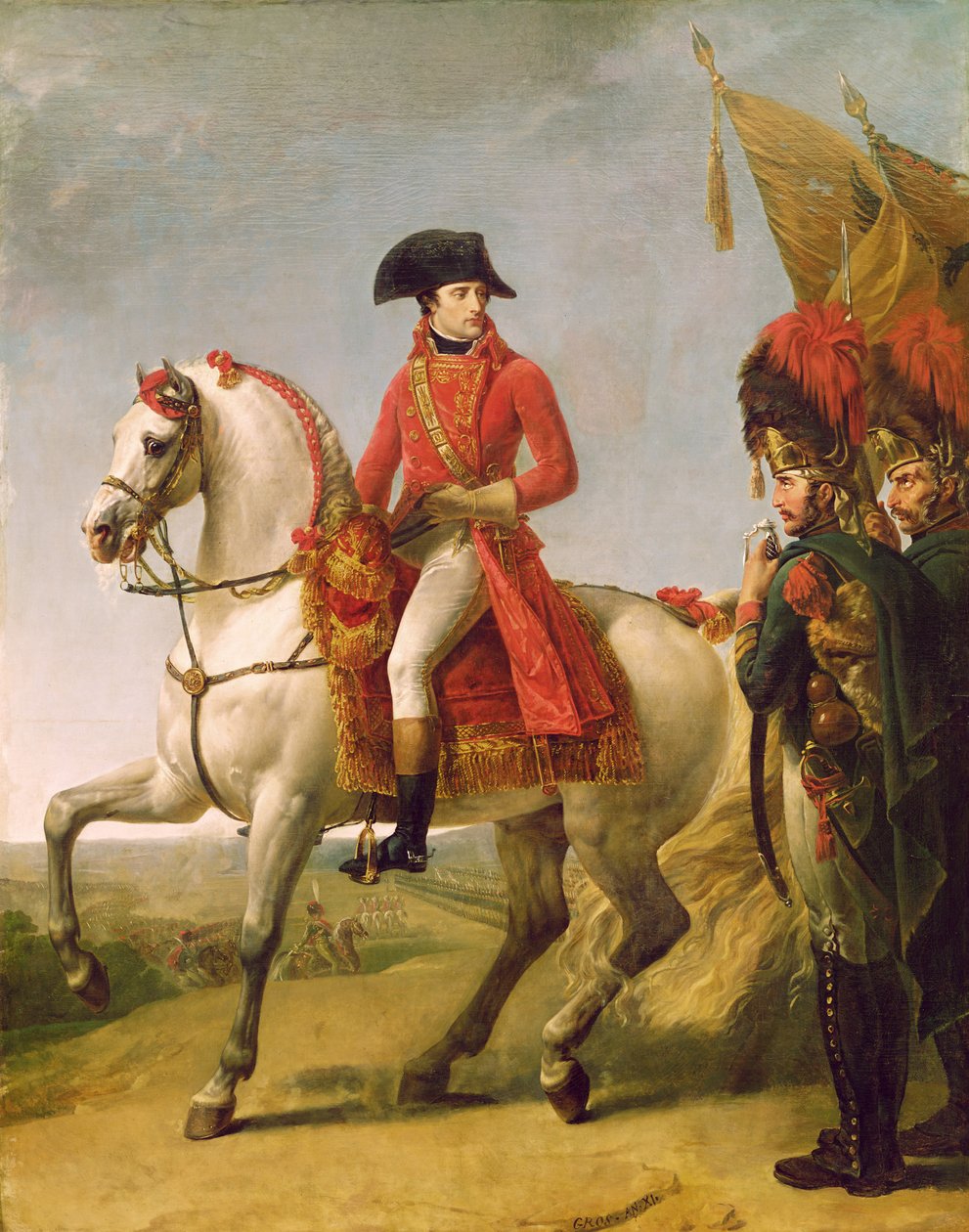 Napóleon Bonaparte (1769-1821) első konzul, áttekinti csapatait a marengói csata után, 1802-03 alkotó: Antoine Jean Gros