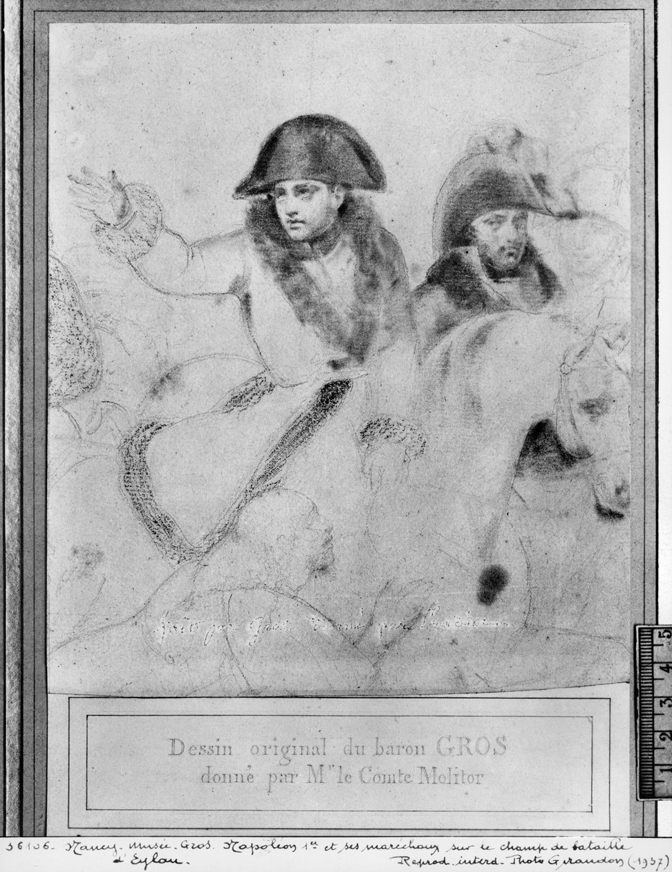 Napóleon az eilaui csatatéren, 1807-2008 körül (pierre noire papíron) alkotó: Antoine Jean Gros
